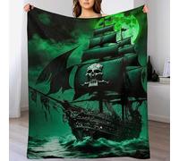 PAZZK Couverture Polaire avec Motif De Bateau Pirate, Bateau, en Flannel Douce Chaude Et Confortable, pour Canapé Ou Lit. Linge De Lit Couvre-lit Couverture（150×200cm）