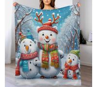 PAZZK Couverture Polaire avec Motif De Bonhomme de Neige, en Flannel Douce Chaude Et Confortable, pour Canapé Ou Lit. Linge De Lit Couvre-lit Couverture（130×180cm）