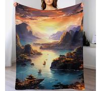 PAZZK Couverture Polaire Baie d'Halong, Vietnam, Couverture en Flannel Moelleuse Douce Chaude, Lavable en Machine, Couverture pour Canapé Ou Lit, Convient À Toutes Les Saisons. （130×180cm）