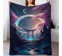 PAZZK Couverture Polaire Cerisier Japon Art, Couverture en Flannel Moelleuse Douce Chaude, Lavable en Machine, Couverture pour Canapé Ou Lit, Convient À Toutes Les Saisons.（180×200cm）