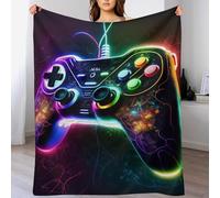 PAZZK Couverture Polaire en Flannel Douce Contrôleurs de Jeu Gaming Neon, Couverture en Peluche Chaude Et Confortable pour Canapé Ou Lit Lavable À La Machine Facile À Manipuler （150×200cm）