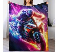 PAZZK Couverture Polaire en Flannel Douce Moto, Couverture en Peluche Chaude Et Confortable pour Canapé Ou Lit Lavable À La Machine Facile À Manipuler(130×180cm)