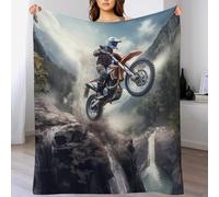 PAZZK Couverture Polaire en Flannel Douce Motocross, Couverture en Peluche Chaude Et Confortable pour Canapé Ou Lit Lavable À La Machine Facile À Manipuler（180×200cm）