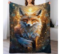 PAZZK Couverture Polaire en Flannel Douce Renard, Couverture en Peluche Chaude Et Confortable pour Canapé Ou Lit Lavable À La Machine Facile À Manipuler（150×200cm）