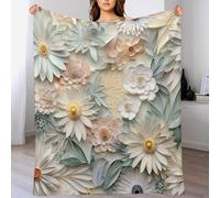 PAZZK Couverture Polaire Flannel Fleur en Tissu Peluche Extra Doux Thermique pour Lit Et Canapé pour Améliorer Le Sommeil Lavable À La Couverture Machine Facile À Manipuler（150×200cm）