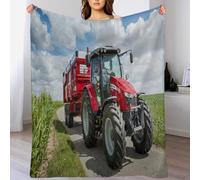 PAZZK Couverture Tracteur, Flannel Douce Et Chaude, Imprimée, Idéale Idée De Cadeau, Entretien Facile À La Machine, pour Voyager, Lit Ou Canapé（130×150cm）