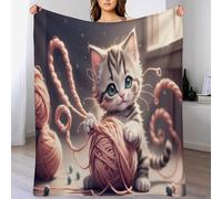 PAZZK Couvertures en Chat Mignon - 100% Flannel, Couverture Super Douce Et Moelleuse, Plaid Douillet pour Le Lit, Le Canapé, Le Voyage Et L'extérieur,（180×200cm）