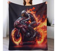 PAZZK Couvertures en Moto - 100% Flannel, Couverture Super Douce Et Moelleuse, Plaid Douillet pour Le Lit, Le Canapé, Le Voyage Et L'extérieur,（130×150cm）