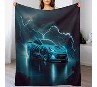 PAZZK Couvertures en Voiture de Course - 100% Flannel, Couverture Super Douce Et Moelleuse, Plaid Douillet pour Le Lit, Le Canapé, Le Voyage Et L'extérieur,（130×180cm）