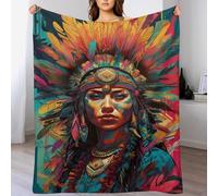 PAZZK Couvertures Polaires en Femme Indienne, Couvertures Moelleuses, Flannel Légère Super Douce avec Imprimé pour Canapé, (100×130cm)