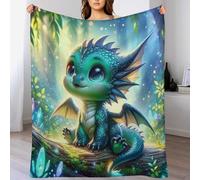 Dragon Mignon Plaid Couverture Polaire, Couverture en Peluche en Toute Saison Légère Chaude Super Douce Moelleuse pour Lit Et Canapé-lit（150×200cm）