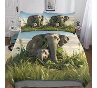 PAZZK éléphants 3D Imprimé Parure De Lit avec Housse De Couette Et Taies d'oreiller, 3 Pièces Ensemble Ultra Doux Microfibre Hypoallergénique King (220x240cm)