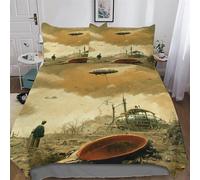 PAZZK Extraterrestre Fallout 3 Pièces Housse De Couette Doux Microfibre Coton Parure De Lit Enfants Adulte avec Fermeture Éclair avec Taie d'oreiller Ensembles Housse Couette Double (200x200cm)
