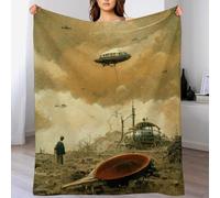 PAZZK Extraterrestre Fallout Couverture Confortable, Chaude, Douce, Confortable, Facile d'entretien, Lavable en Machine, Motif pour Voyager, Lit Ou Canapé（130×180cm）