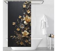 PAZZK Fleur Rideau De Douche Tissus, pour Salle De Bain, Polyester, Rideaux Douche Lavable Et Imperméable, avec 12 Crochets 36x72Inch（92x183cm）