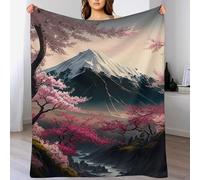 PAZZK Fleurs de Cerisier Japonais Plaid Couverture Polaire, Couverture en Flanelle Flannel Imprimée, Couverture Confortable Douce pour Lit, Sofa Et Canapé-Lit （140×180cm）