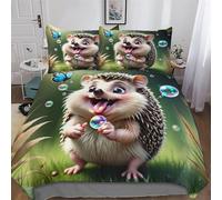 PAZZK hérisson Housse De Couette 3 Pièces Ensemble Microfibre Hypoallergique Douce Parure De Lit en, pour Adultes Et Adolescents, avec Housse Couette Et Taies d'oreiller Double (200x200cm)