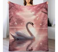 PAZZK Impression des Cygne Couverture en Flannel Super Doux Non Rejet Couverture Polaire en Peluche Ultra Luxueuse （130×180cm）