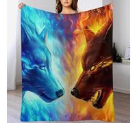 PAZZK Loup Couvre-lit - Couverture De Salon en Flannel - Jeté De Lit Pratique comme Couverture De Canapé Ou Couverture De Canapé - Couverture De Lit,（150×200cm）