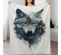 PAZZK Loup Plaid Couverture en Flanelle Super Douce, en Flannel De Haute Gualité, Confortable Et Chaude, Convient À Toutes Les Saisons.（140×180cm）