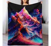 PAZZK Montagne colorée Couverture pour Enfants Adultes - Couverture Lourde, Flannel, Couverture Super Douce Et Moelleuse - Respirante, Hypoallergénique, pour Lit Ou Canapé（130×150cm）