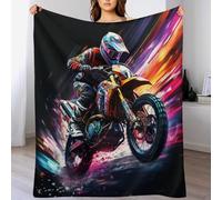 PAZZK Moto Couverture Confortable, Chaude, Douce, Confortable, Facile d'entretien, Lavable en Machine, Motif pour Voyager, Lit Ou Canapé（180×200cm）