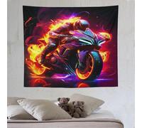 PAZZK moto Tapisserie De Sceau Imprimée En 3D, Tenture Murale Tapis Mural Esthétique Pour Salon Et Chambre À Coucher 130×150cm