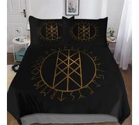 PAZZK Mythe Viking Housse De Couette Et Taies d'oreiller 3 Pièces Housse De Couette en Microfibre Douce Hypoallergique pour Enfants Et Adolescents Parure De Lit King (220x240cm)