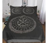 PAZZK Mythe Viking Motif Parure De Lit 3 Pièces avec Fermeture Eclair avec Taie d'oreiller 3D Douce Microfibre Coton Housse De Couette pour Enfants Adultes Double (200x200cm)