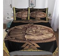 PAZZK Mythe Viking Parure De Lit Housse De Couette Et Taies d'oreiller 2 Pièces Motif 3D Hypoallergique Housse De Couette Microfibre pour Enfants Adultes Single (135x200cm)