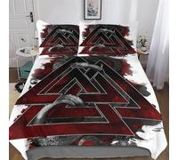 PAZZK Mythe Viking Sets Housse De Couette avec Taies d'oreiller, 3D Imprimé Microfibre Literie 3 Pièces Parure De Lit Linge De Lit avec Fermeture Éclair Double (200x200cm)