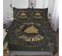 PAZZK Mythe Viking Sets Housse De Couette avec Taies d'oreiller, 3D Imprimé Microfibre Literie 3 Pièces Parure De Lit Linge De Lit avec Fermeture Éclair Double (200x200cm)