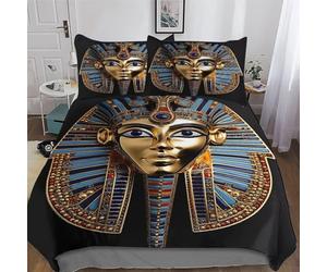 PAZZK mythologie égyptienne Housse De Couette avec Taies d'oreiller 3 Pièces Housse De Couette Microfibreavec Fermeture Éclair Parure De Lit pour Adultes Et Adolescents Double (200x200cm)
