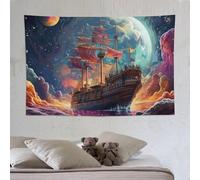 PAZZK Navire pirate Tapisserie Murale En Tissu Suspendu, Tapisseries Esthétiques, Tenture Pour Chambre À Coucher, Tissus Muraux De Décoration Intérieure 150×230cm