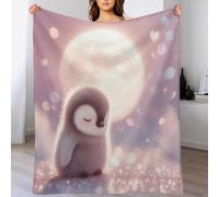 PAZZK Pingouin Mignon Plaid Couverture en Flanelle Super Douce, en Flannel De Haute Gualité, Confortable Et Chaude, Convient À Toutes Les Saisons.(150×200cm)