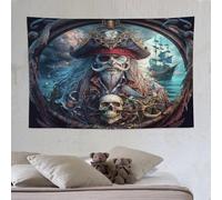 PAZZK pirate Tapisseries Murales Suspendues, Décoration Artistique Rectangulaire, Tissu Imprimé Pour Salon Et Chambre À Coucher Tenture 150×230cm