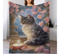 PAZZK Plaid Chat Couverture Polaire, Couverture Duveteuse Super Douce Chaude, Légère, Couverture en Peluche Souple pour Lit Sofa Canapé-lit（150×200cm）