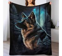 PAZZK Plaid Couverture Jeté Flannel en Motif Berger Allemand 1 Pièce Très Doux Confortable Durable Chaud pour Canapé Sofa Chaise À Repos Et Sieste（150×200cm）