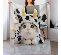 PAZZK Plaid Couverture Jeté Flannel en Motif Chat Mignon 1 Pièce Très Doux Confortable Durable Chaud pour Canapé Sofa Chaise À Repos Et Sieste（130×150cm）