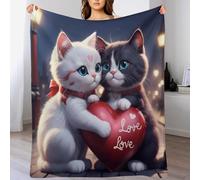 PAZZK Plaid Couverture Jeté Flannel en Motif Chat Mignon 1 Pièce Très Doux Confortable Durable Chaud pour Canapé Sofa Chaise À Repos Et Sieste（100×130cm）