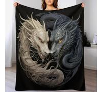 PAZZK Plaid Couverture Jeté Flannel en Motif Dragon 1 Pièce Très Doux Confortable Durable Chaud pour Canapé Sofa Chaise À Repos Et Sieste（100×130cm）