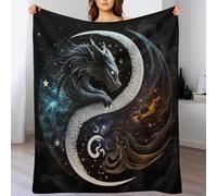 PAZZK Plaid Couverture Jeté Flannel en Motif Dragon and Phoenix 1 Pièce Très Doux Confortable Durable Chaud pour Canapé Sofa Chaise À Repos Et Sieste（150×200cm）