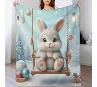 PAZZK Polaire De Flannel Moelleuse Et Couverture Animal Cute Lapin, Super Confortable, Douce Et Chaude, pour Chambre À Coucher, Canapé, Jardin, Camping（150×200cm）