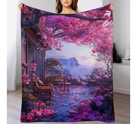 PAZZK Polaire De Flannel Moelleuse Et Couverture Cerisier Japon Art, Super Confortable, Douce Et Chaude, pour Chambre À Coucher, Canapé, Jardin, Camping（180×200cm）