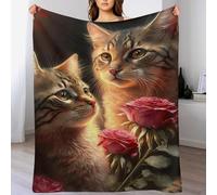 PAZZK Polaire De Flannel Moelleuse Et Couverture Chat, Super Confortable, Douce Et Chaude, pour Chambre À Coucher, Canapé, Jardin, Camping（150×200cm）