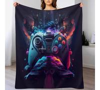 PAZZK Polaire De Flannel Moelleuse Et Couverture Contrôleurs de Jeu Gaming Neon, Super Confortable, Douce Et Chaude, pour Chambre À Coucher, Canapé, Jardin, Camping （130×150cm）