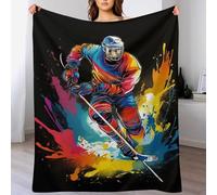 PAZZK Polaire De Flannel Moelleuse Et Couverture Hockey sur Glace, Super Confortable, Douce Et Chaude, pour Chambre À Coucher, Canapé, Jardin, Camping（150×200cm）