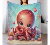 PAZZK Poulpe Mignon Plaid Couverture Polaire, Couverture en Peluche en Toute Saison Légère Chaude Super Douce Moelleuse pour Lit Et Canapé-lit（180×200cm）