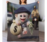 PAZZK Singe Mignon Couverture pour Enfants Adultes - Couverture Lourde, Flannel, Couverture Super Douce Et Moelleuse - Respirante, Hypoallergénique, pour Lit Ou Canapé（130×180cm）