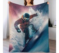 PAZZK Snowboard Plaid Couverture Polaire, Couverture en Flannel Épaisse Douce Et Confortable pour Lit Moelleux Et Chaud pour Canapé Ou Lit(100×130cm)